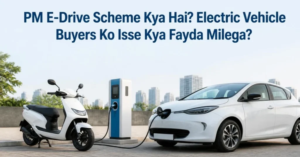 PM E-Drive Scheme ke tahat electric scooter aur car charging station par