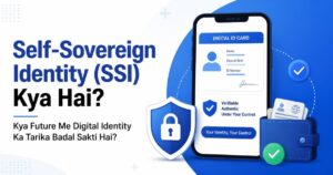 Self-Sovereign Identity (SSI) digital identity illustration with secure digital wallet
